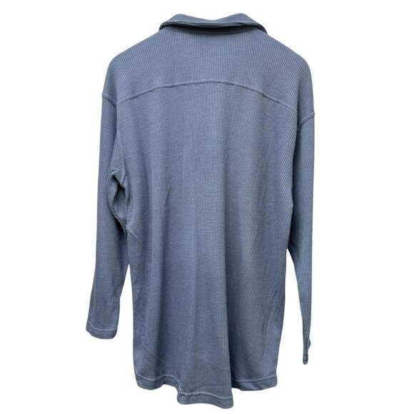 THE LIMITED Waffle Knit Top XXL Womens Blue Polo Shirt Long Sleeve Crest Logo Y2 - Picture 3 of 8